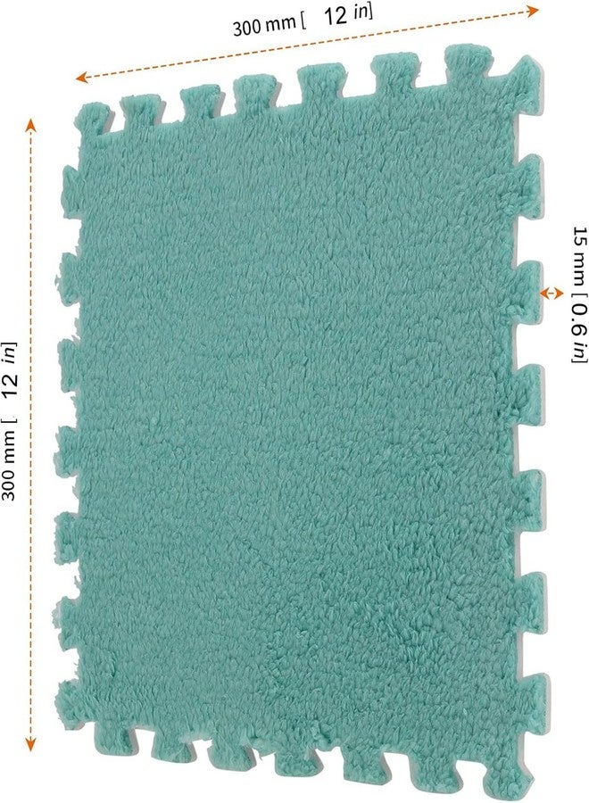 HOZEON 12Piece 12 x 12 Inch Interlocking Carpet Fluffy Tiles, Square Foam Floor Mat Tiles EVA Plush Foam Mats Shaggy Playmat for Parlor, Bedroom, Game Room, Blue - Image 2